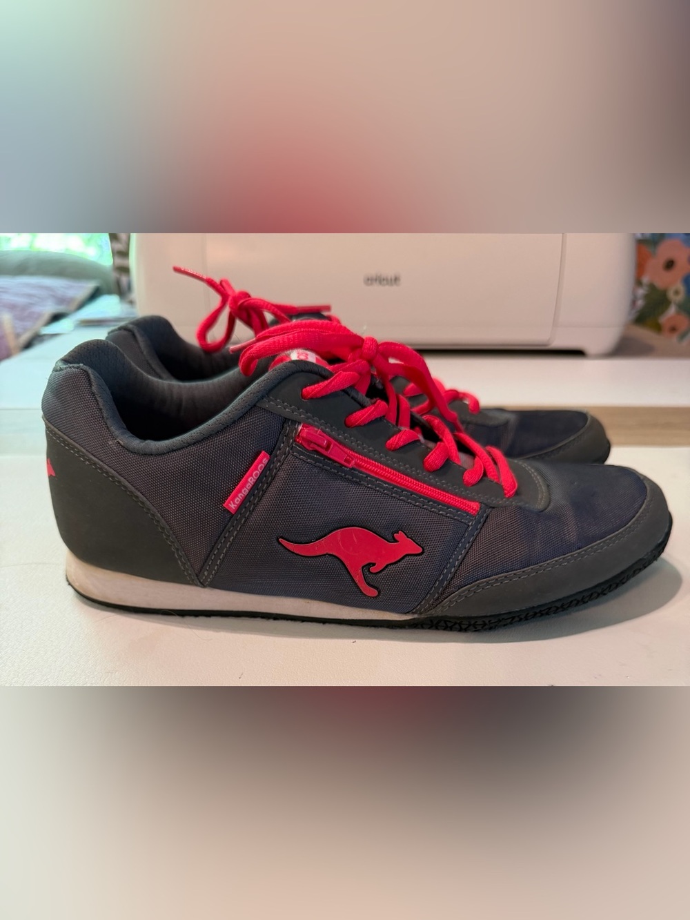 kangaROOS Navy with Hot Pink Accent Kids Sneakers